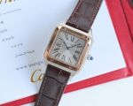 TW Factory Cartier Santos-Dumont 46.6*33.9mm Quartz Movement TT RG Case Brown Leather Strap imported cartier cufflinks Watch